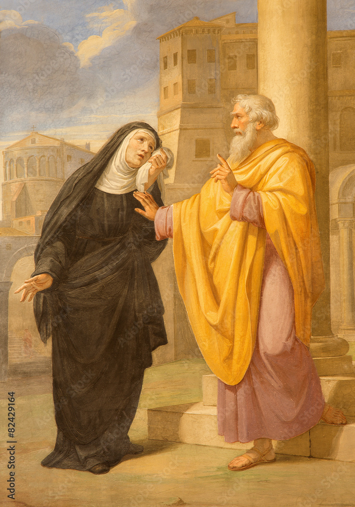 Fototapeta premium Rome - fresco of st. Augustine and his mother st. Monica