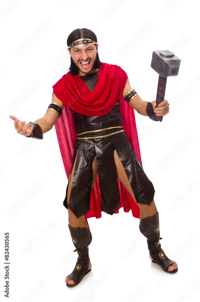 Gladiator with hammer isolated on white Gladiator with hammer isolated on white
