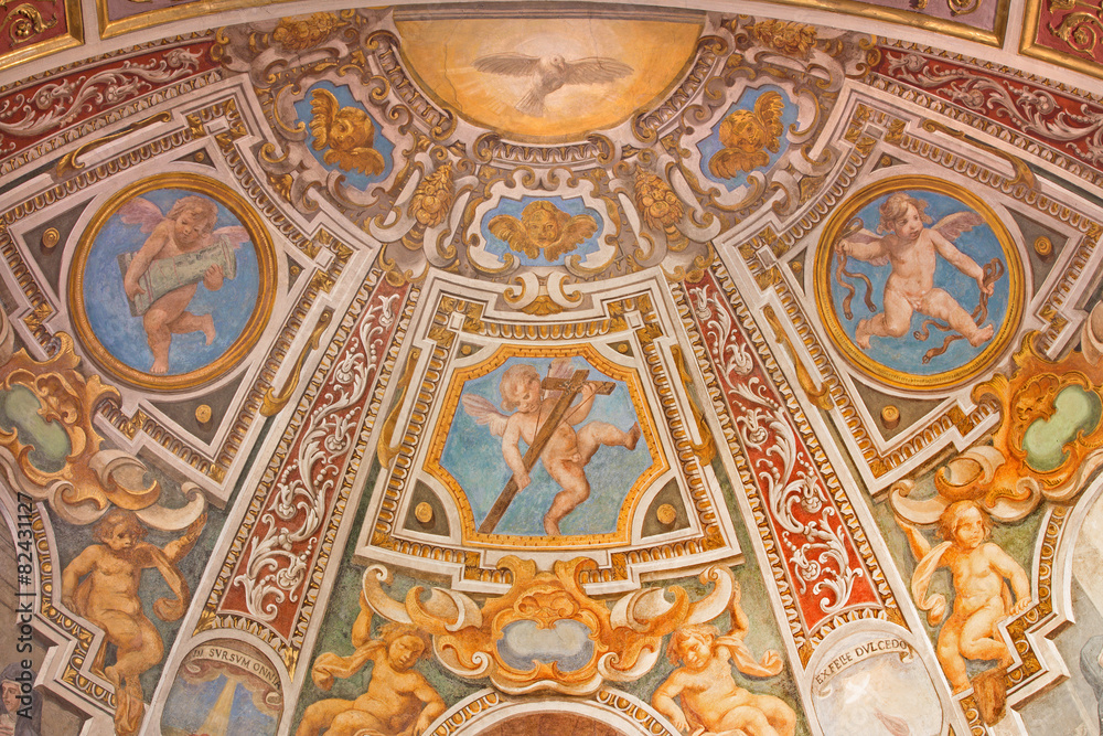Rome - fresco in side apse in church Basilica di Sant Agostino 