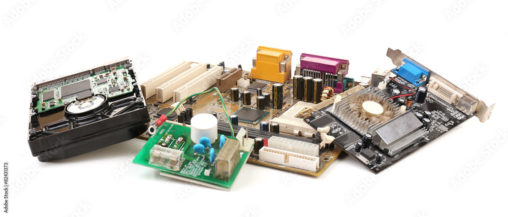 Electronic waste isolated on white Electronic waste isolated on white