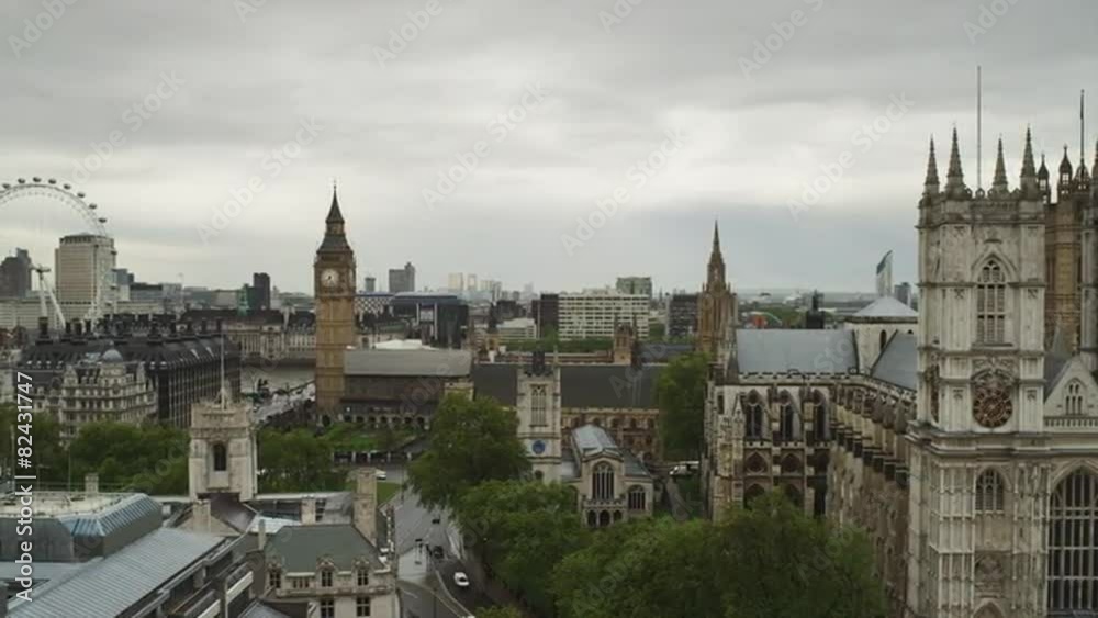 WS HA PAN View of London with Big Ben and London Eye / UK WS HA PAN View of London with Big Ben and London Eye / UK