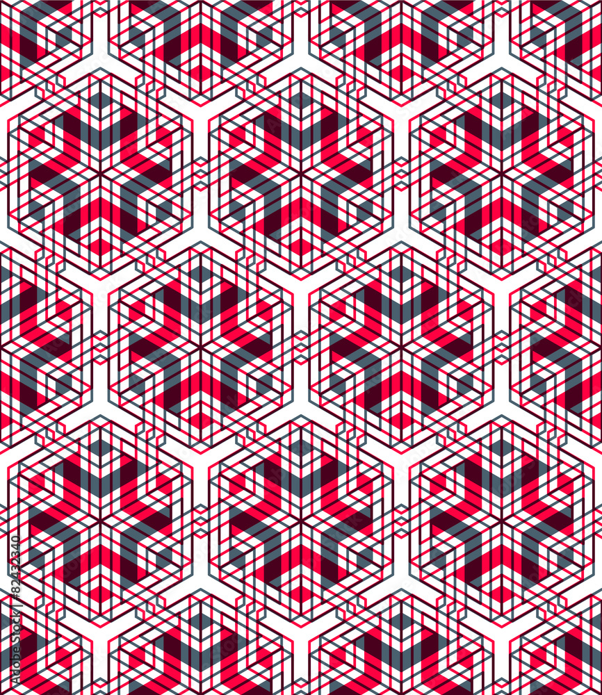 Bright illusory abstract geometric seamless pattern with 3d geom