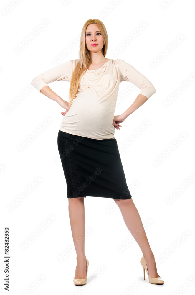 Beautiful pregnant woman isolated on white Beautiful pregnant woman isolated on white