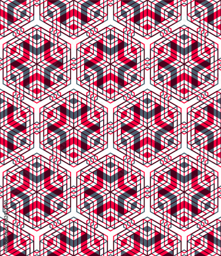 Bright illusory abstract geometric seamless pattern with 3d geom