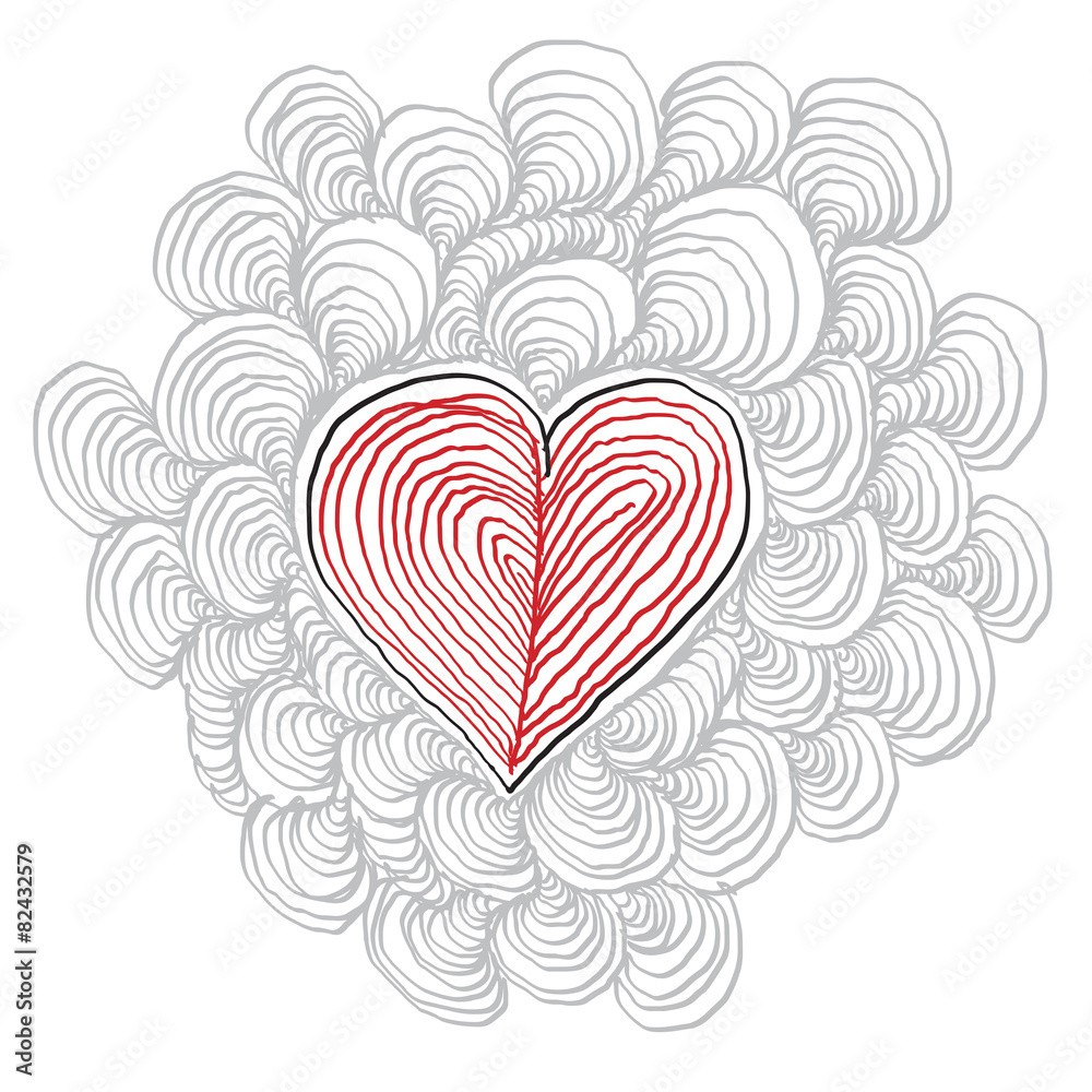 Simple heart hand-drawn illustration, Valentine Day concept. Lov Simple heart hand-drawn illustration, Valentine Day concept. Lov