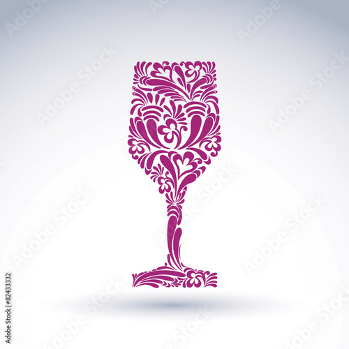 Creative goblet with floral ethnic vector pattern, relaxation an
