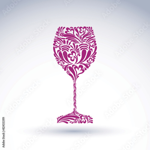 Creative goblet with floral ethnic tracery, relaxation and alcoh