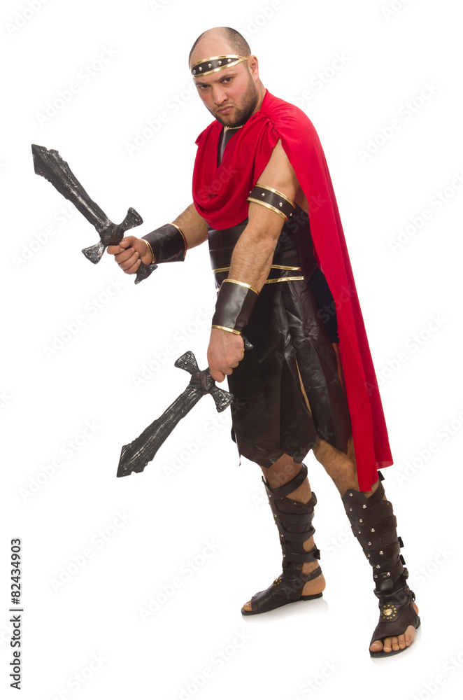 Gladiator with sword isolated on white Gladiator with sword isolated on white