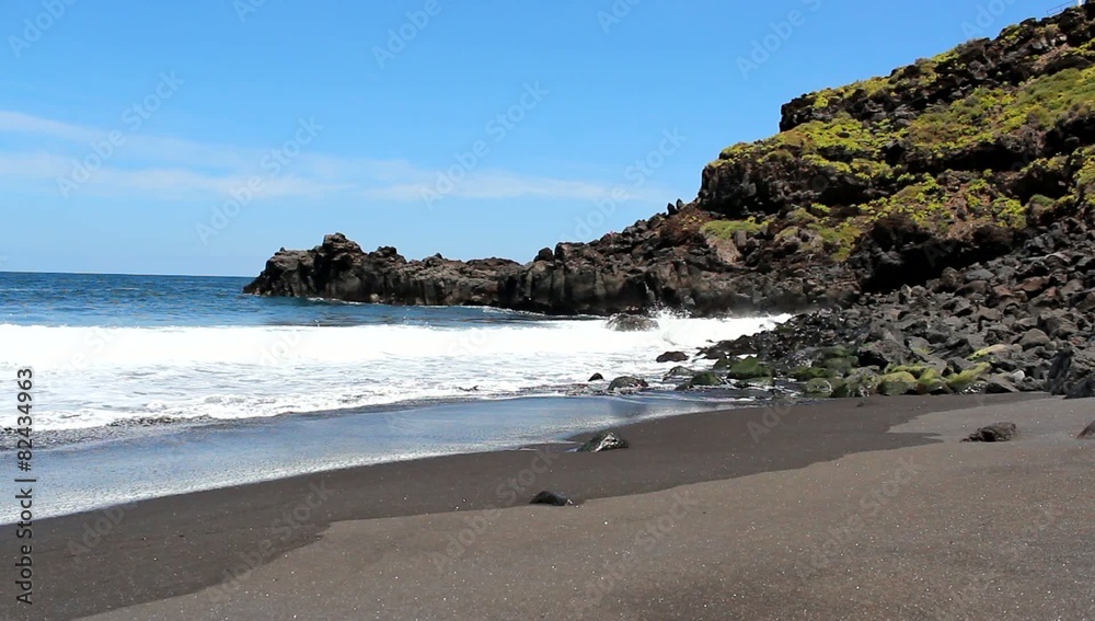black sand beach - canary islands - ocean view