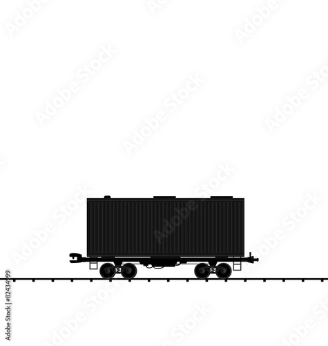 Illustration wagon cargo railroad train, black transportation ic