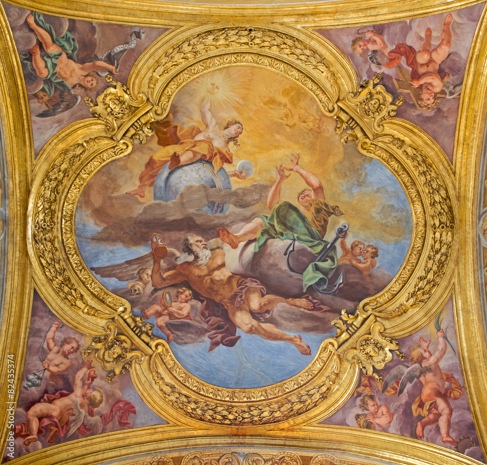 Rome - fresco of virtues - San Carlo al Corso