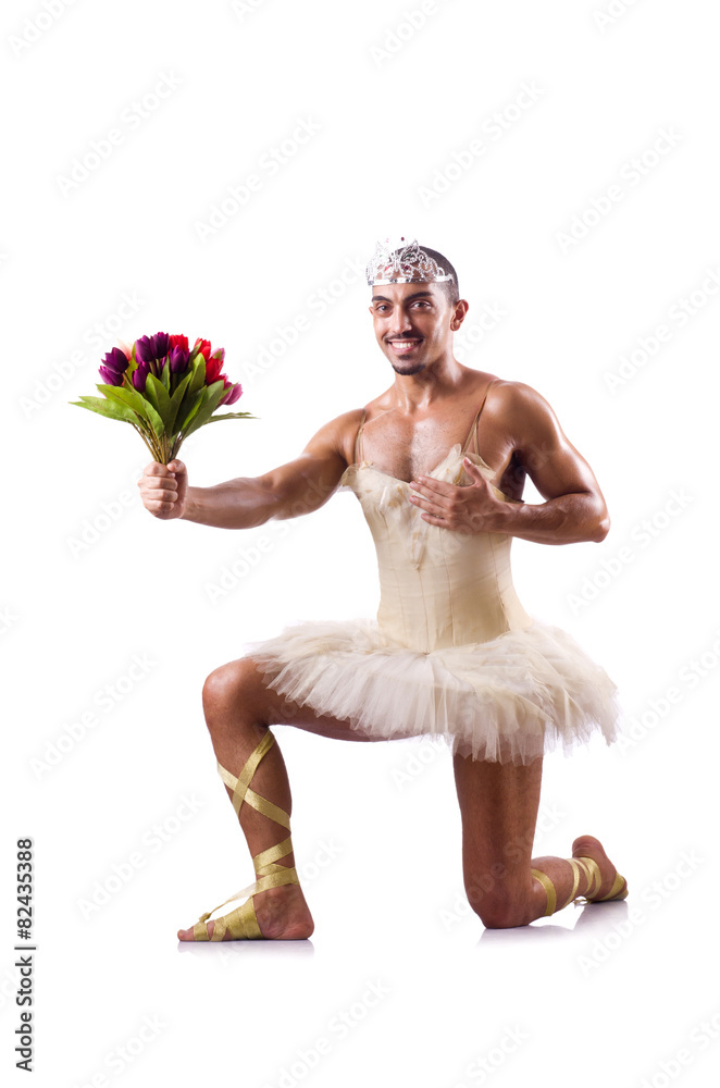 Fototapeta premium Man in tutu performing ballet dance