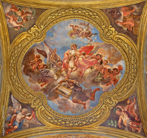 Rome - The fresco of virtue Charity - San Carlo al Corso church