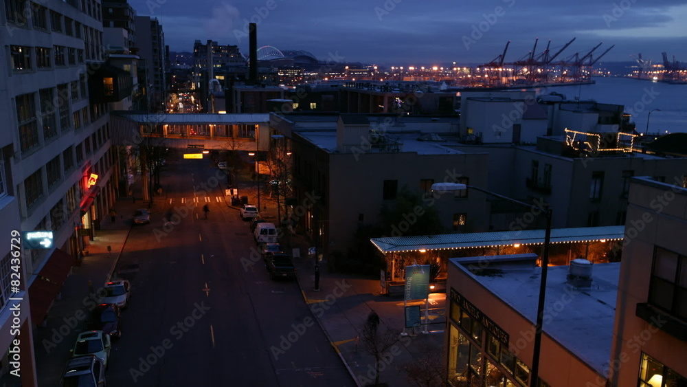 An aerial view of city traffic