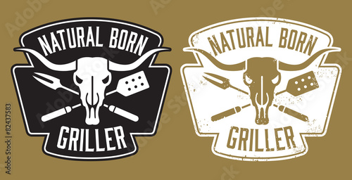 Barbecue vector design with clean and grunge versions