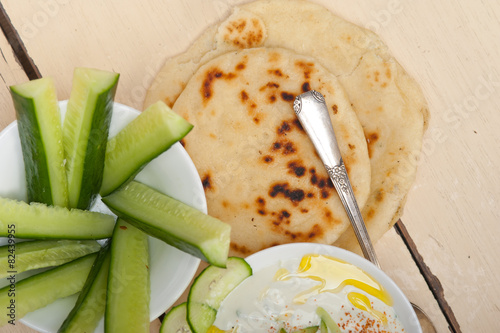 Arab middle east goat yogurt and cucumber salad photo