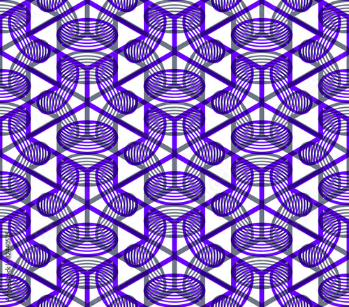Seamless optical ornamental pattern with three-dimensional geome
