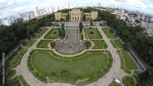 Aerial view of the Ipiranga Museum in Sao Paulo, Brazil