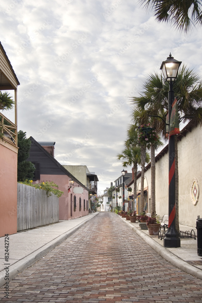 Street of a Historical Tropical City at Christmas