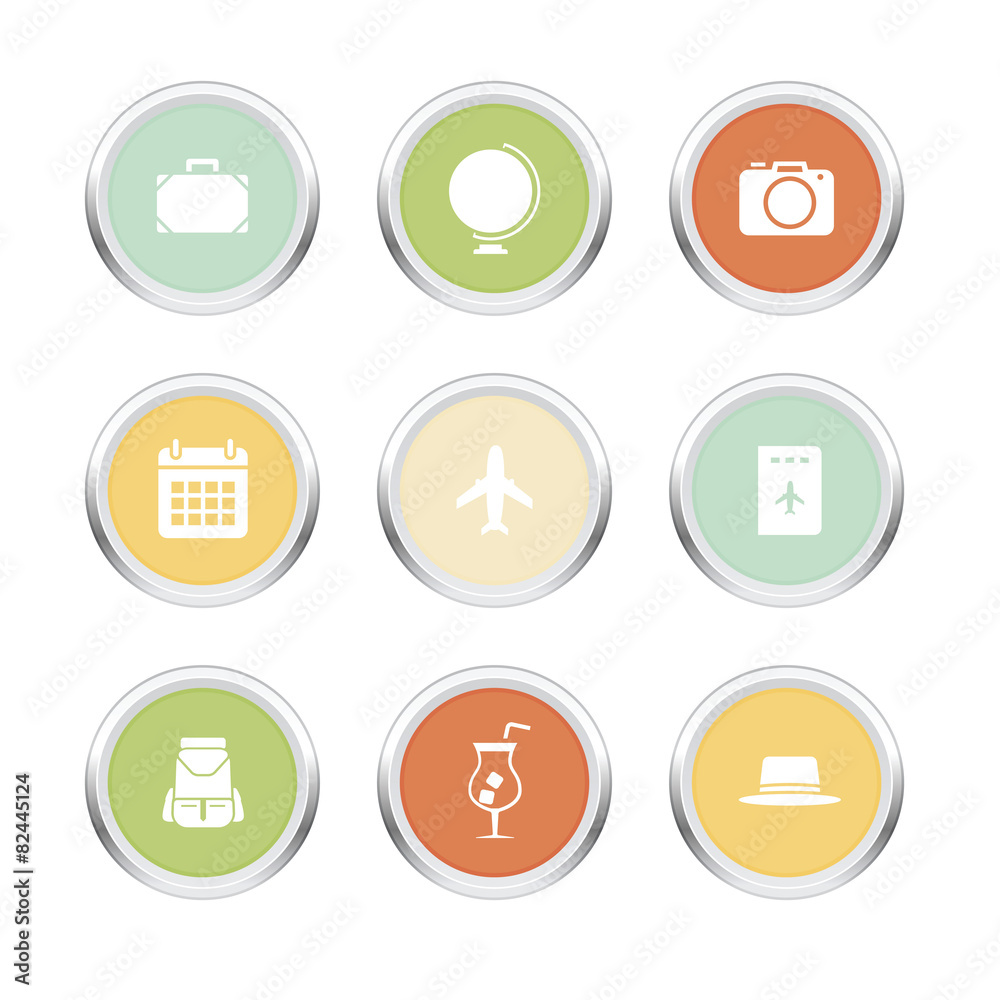 Travel metal icon with circle shape Travel metal icon with circle shape