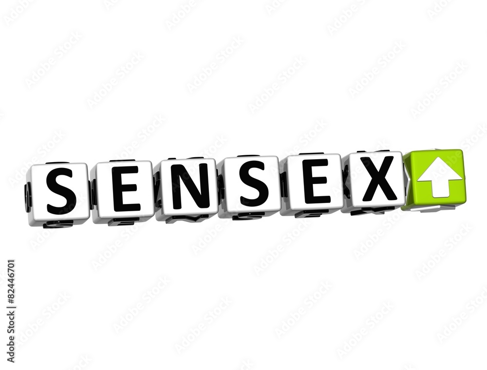 3D SENSEX Stock Market Block text on white background