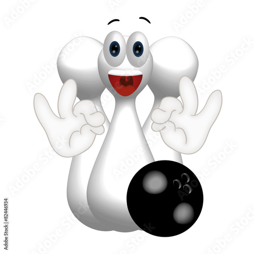 Funny cone pin with bowling ball cartoon comic illustration photo