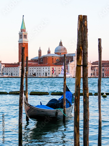 Gondola in Venice lagoon, Venice, Italy
