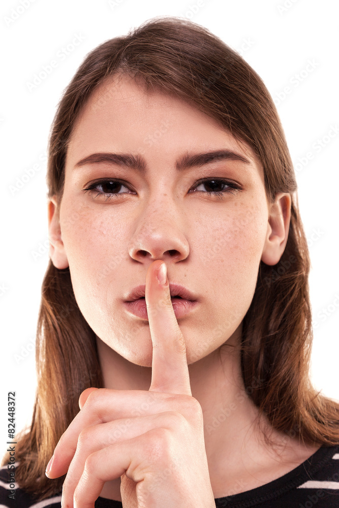 Shhhhh Woman! Finger On Lips. Silent - Silence Stock Image Shhhhh Woman! Finger On Lips. Silent - Silence Stock Image