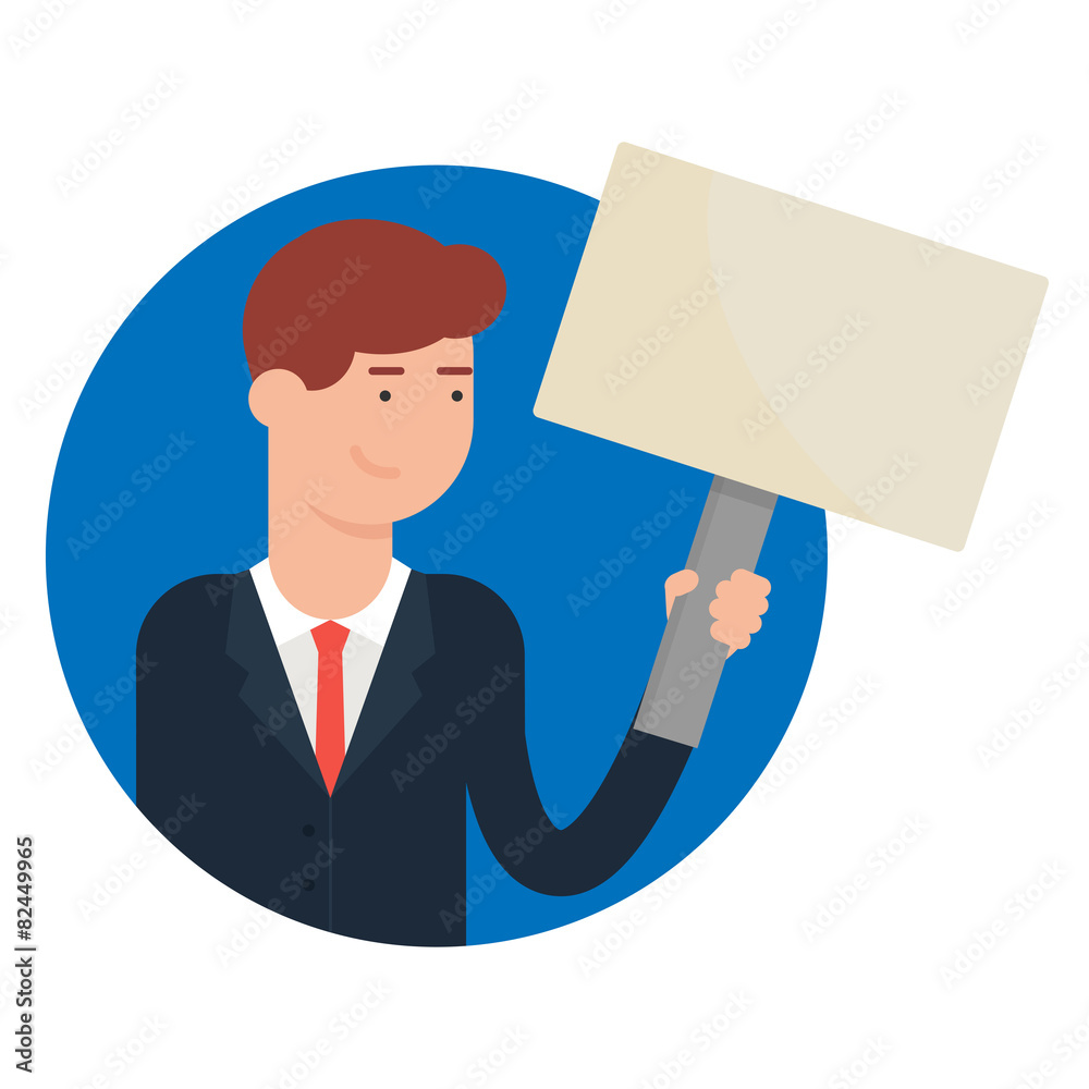 Vector illustration of a man holding template for text Vector illustration of a man holding template for text