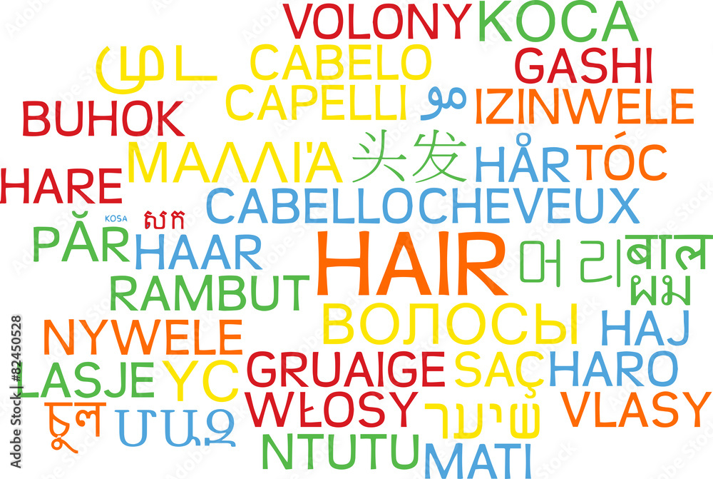 Hair multilanguage wordcloud background concept