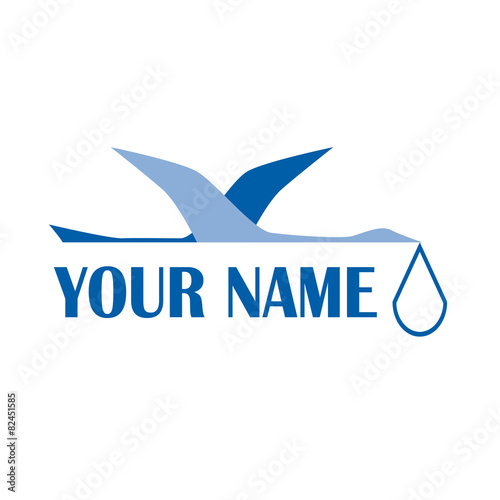 Vector sign abstract stork and baby