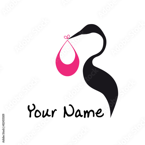 Vector sign abstract stork and baby