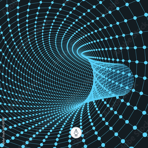 Fototapeta Naklejka Na Ścianę i Meble -  Abstract tunnel grid. 3d vector illustration. 