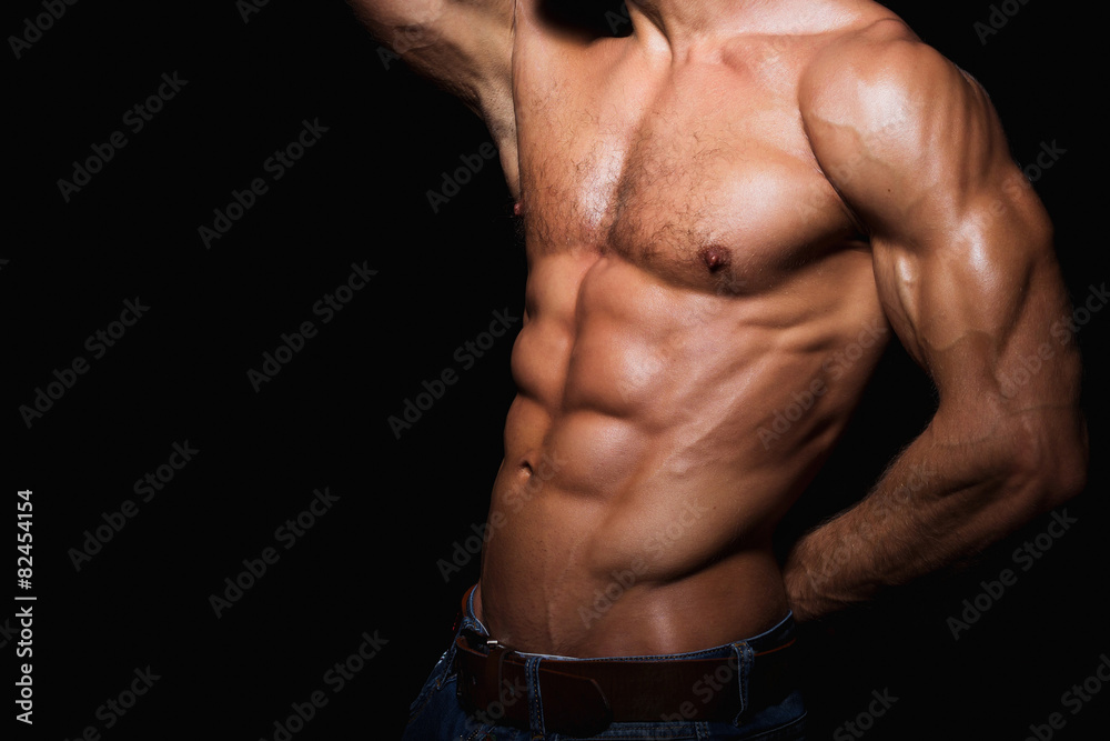 Muscular and sexy torso of young man