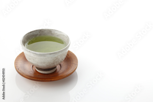 Japanese green tea in porcelain cup