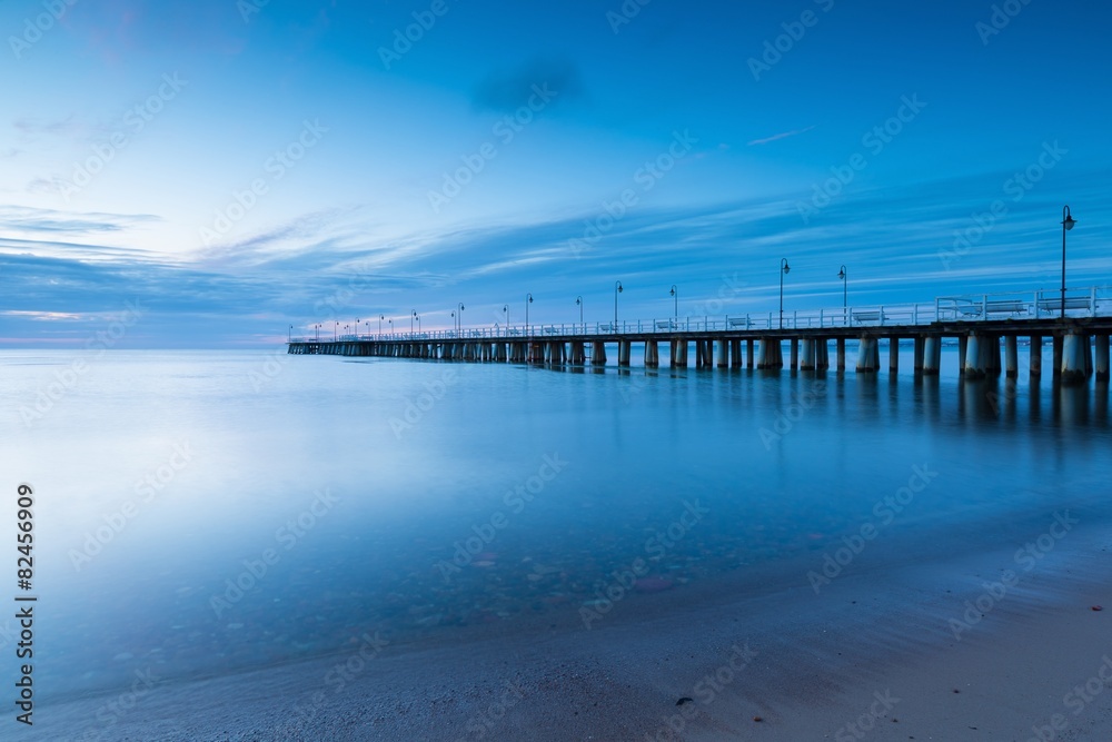 Beautiful pier in Gdynia, poland. Long exposure photo.