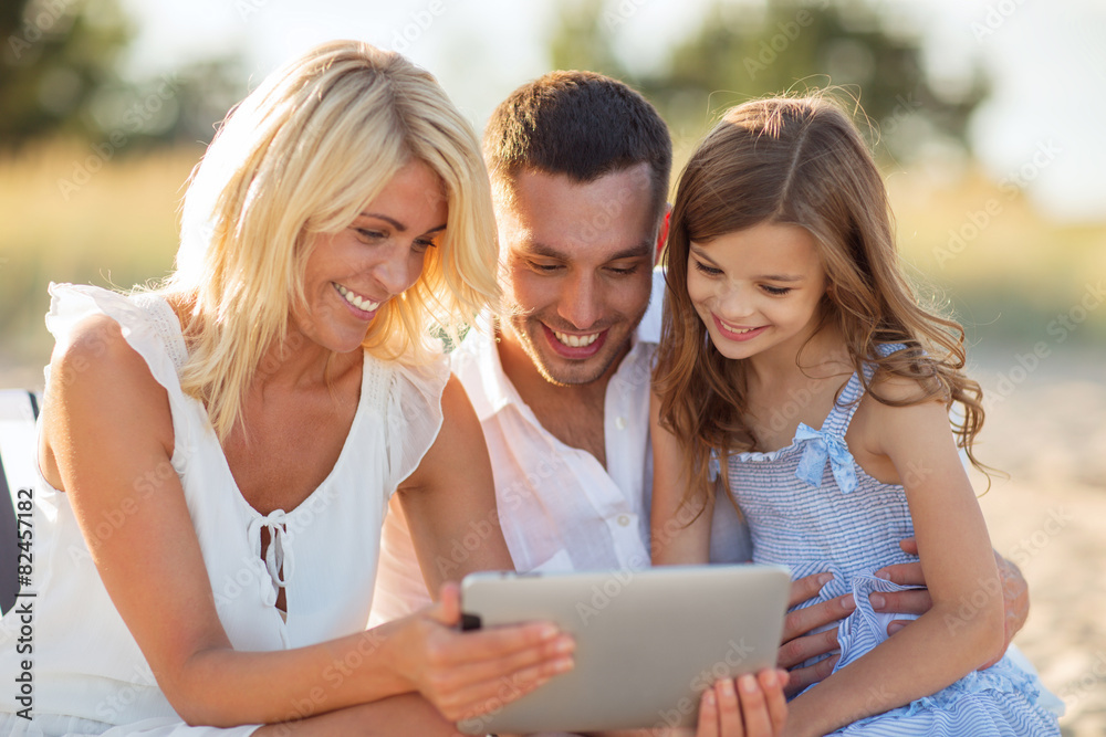 happy family with tablet pc taking picture happy family with tablet pc taking picture
