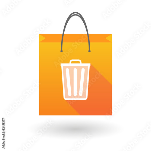 Orange shopping bag icon with a trash can