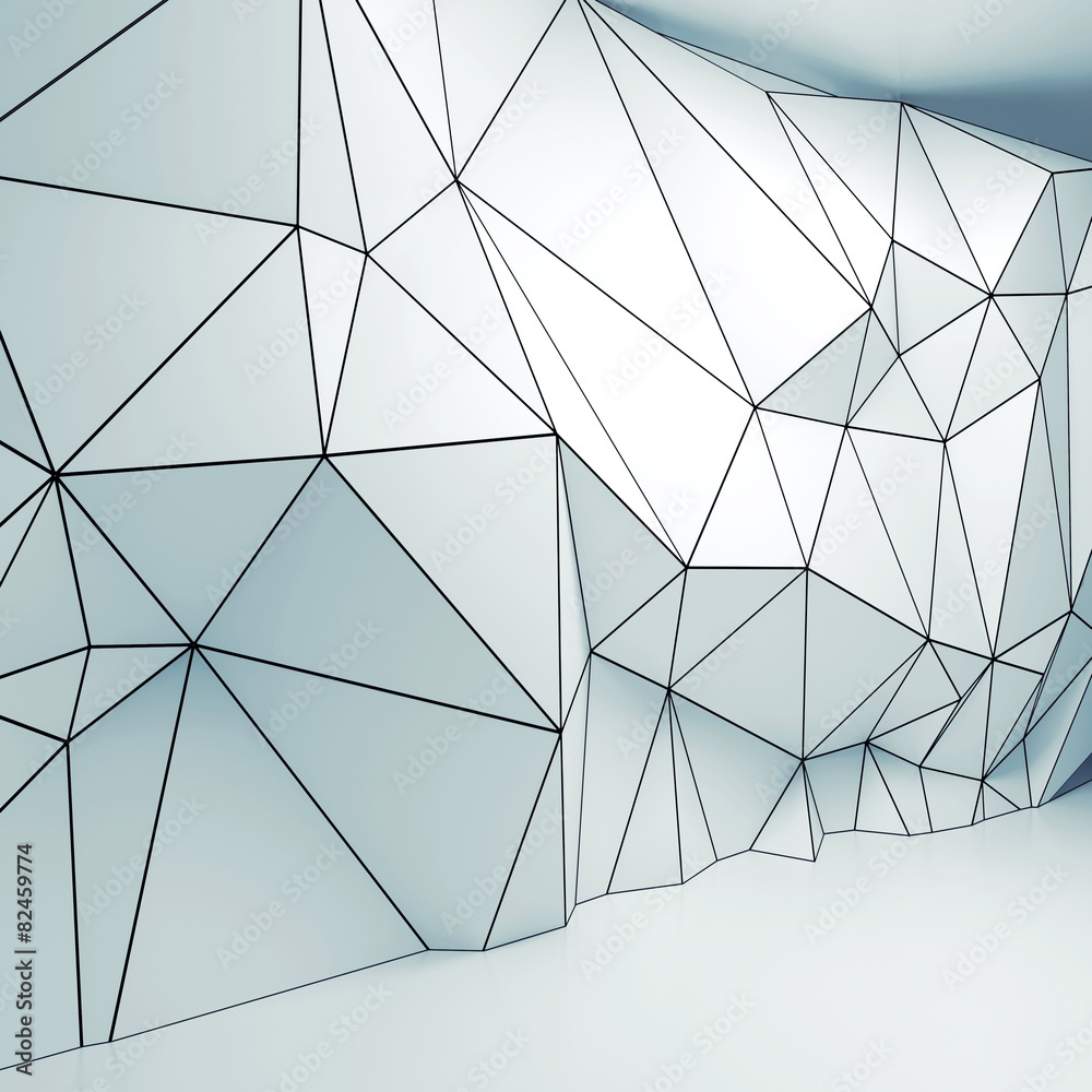Obraz premium 3d interior with polygonal wireframe relief pattern