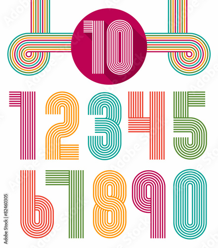 Retro stripes funky numbers set