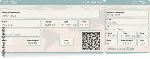 Vector image of airline boarding pass ticket