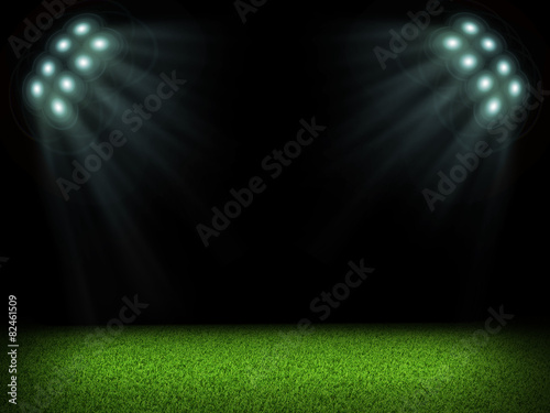 Empty stadium with bright lights
