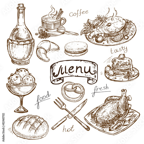 hand drawing food