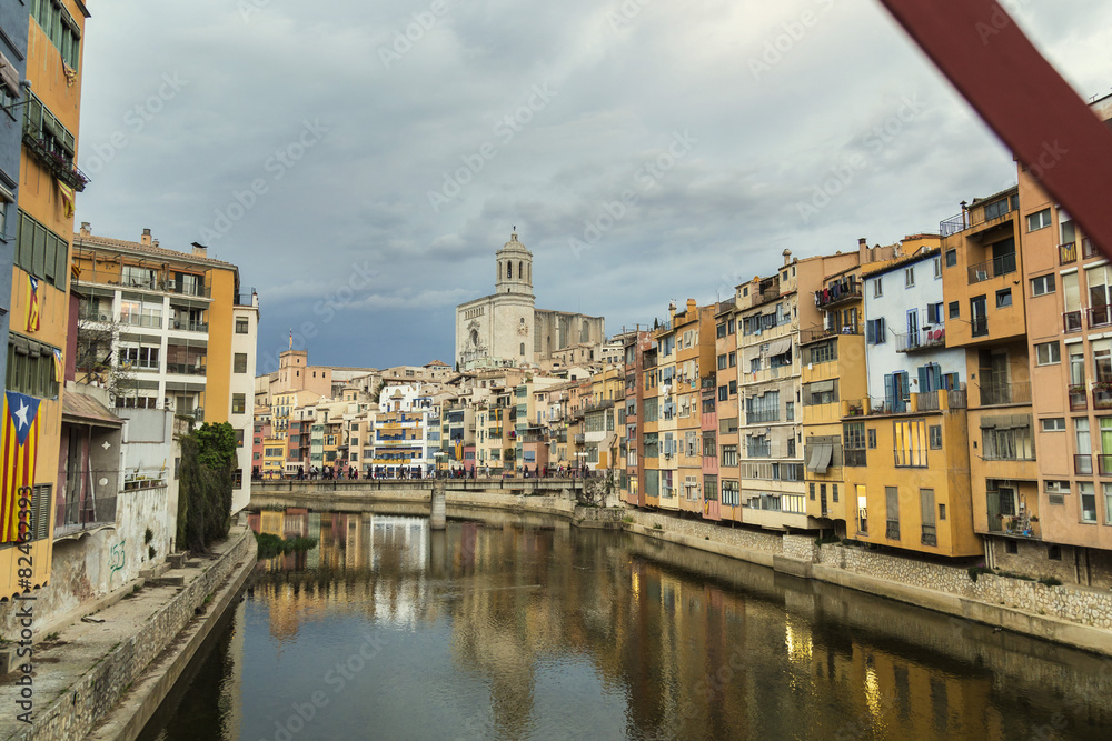 Girona cityscape with Cathedral landmark