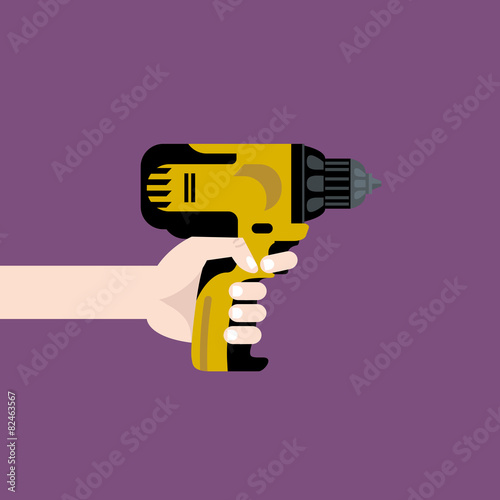 drill in hand flat illustration