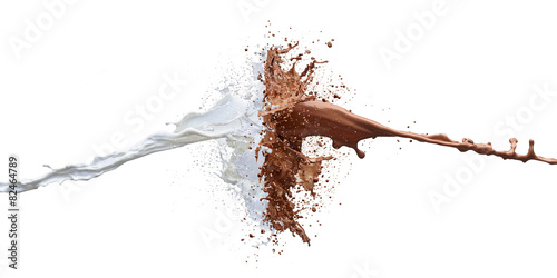Photo chocolate and milk splash