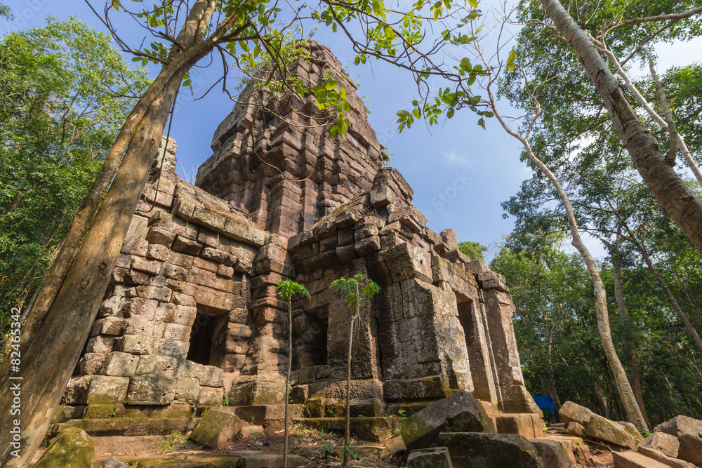 Hindu sanctuary situated name Ta Krabey stone castle