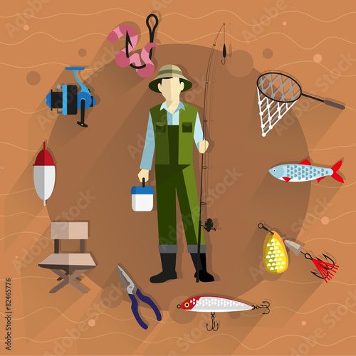 Fisherman and fishing tackle