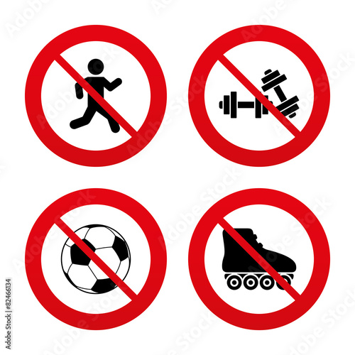 Football ball, Roller skates, Running icons.