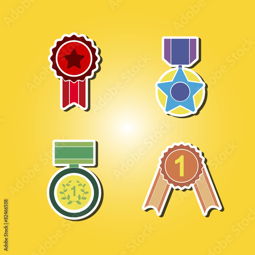 set of color icons with awards symbols for your design